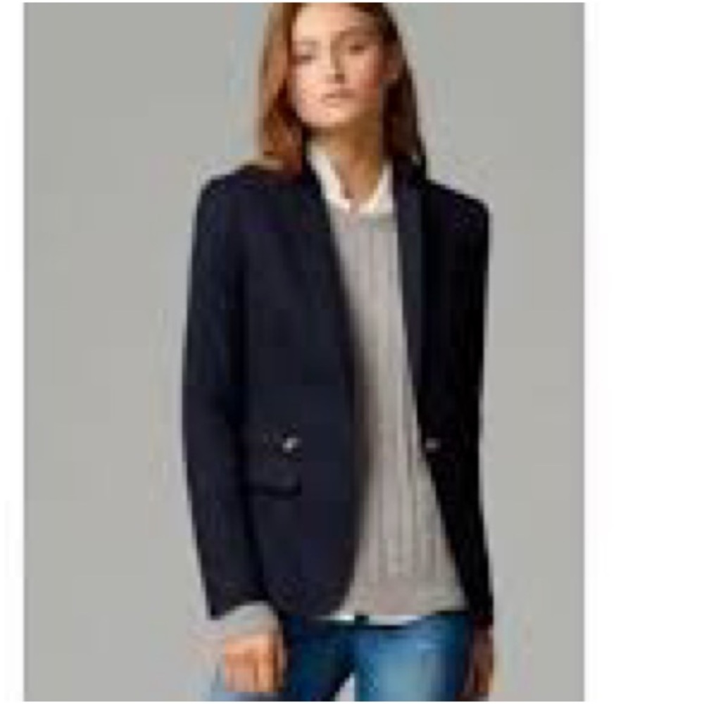 Massimo Dutti Women's Navy Blue Blazer Classic Tailored Wool-Blend Jacket Size 6 - Picture 1 of 14